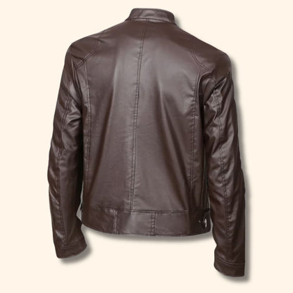 Heritage Stand Collar Leather Jacket | Revangiol