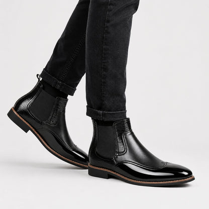 Glossy Leather Chelsea Boots | Revangiol