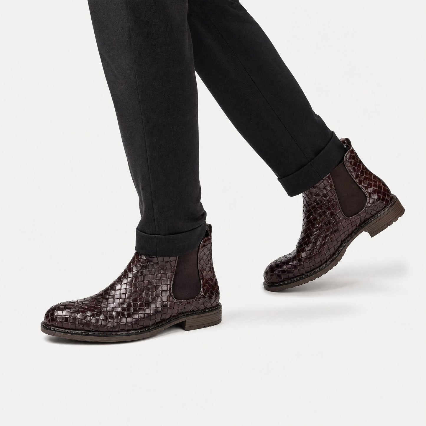 Woven Leather Chelsea Boots | Revangiol