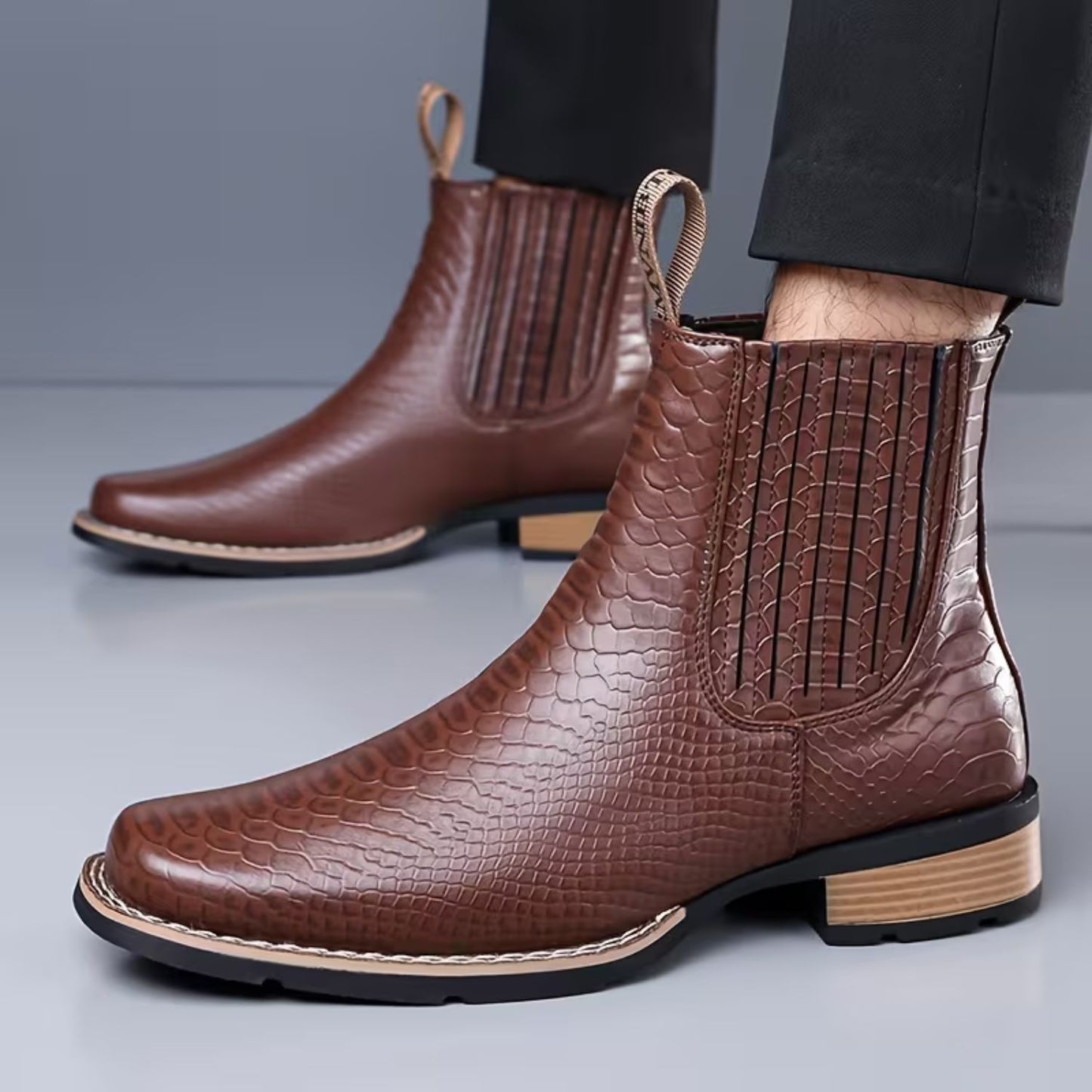 Croc Embossed Dress Boots | Revangiol