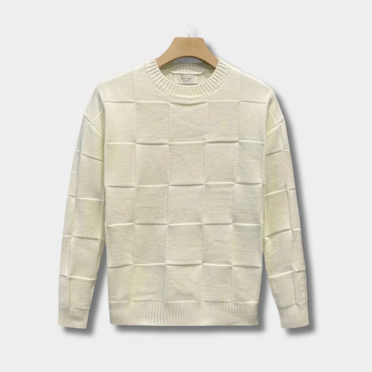 Textured Knit Crew Neck Sweater | Revangiol
