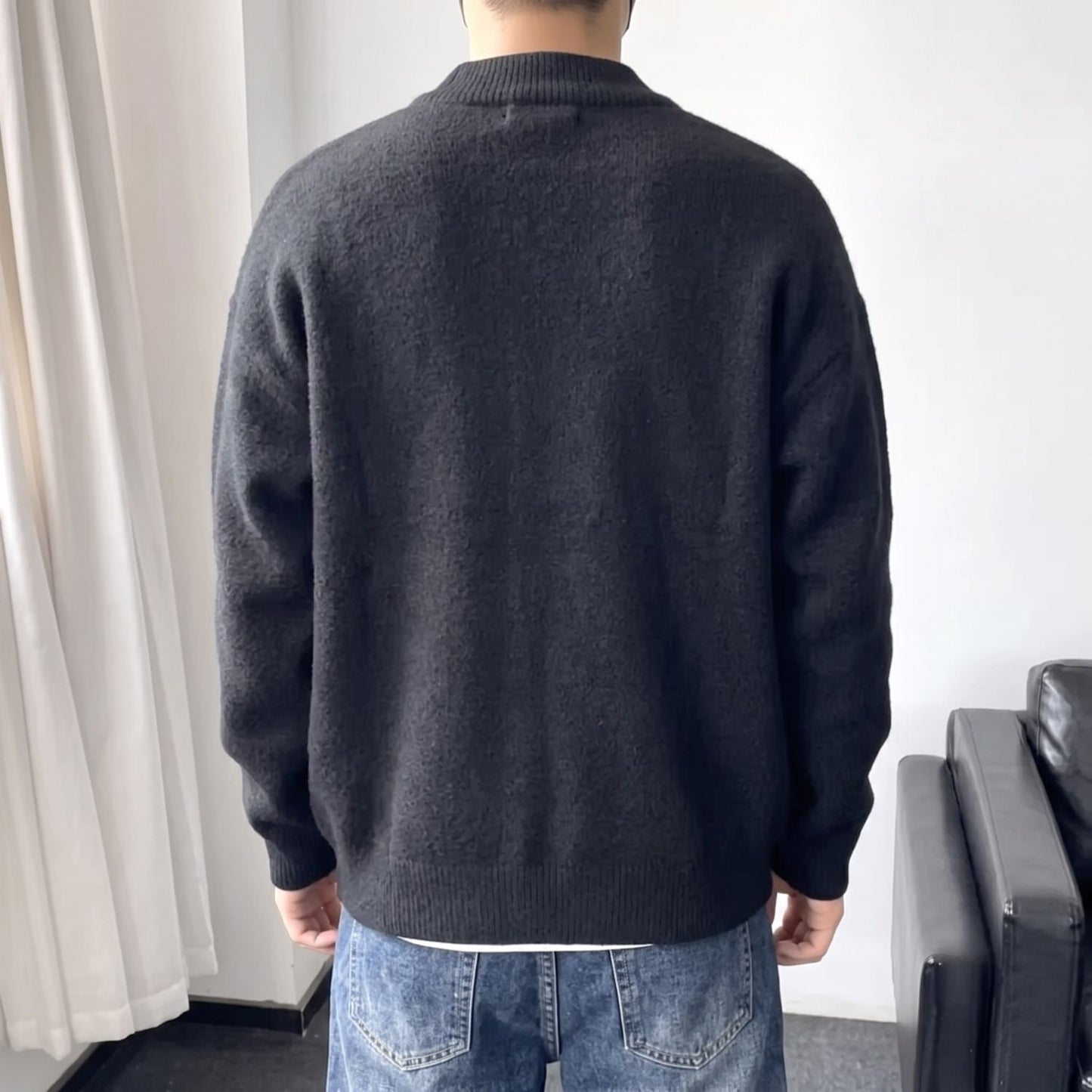 Round Neck Knit Cardigan | Revangiol