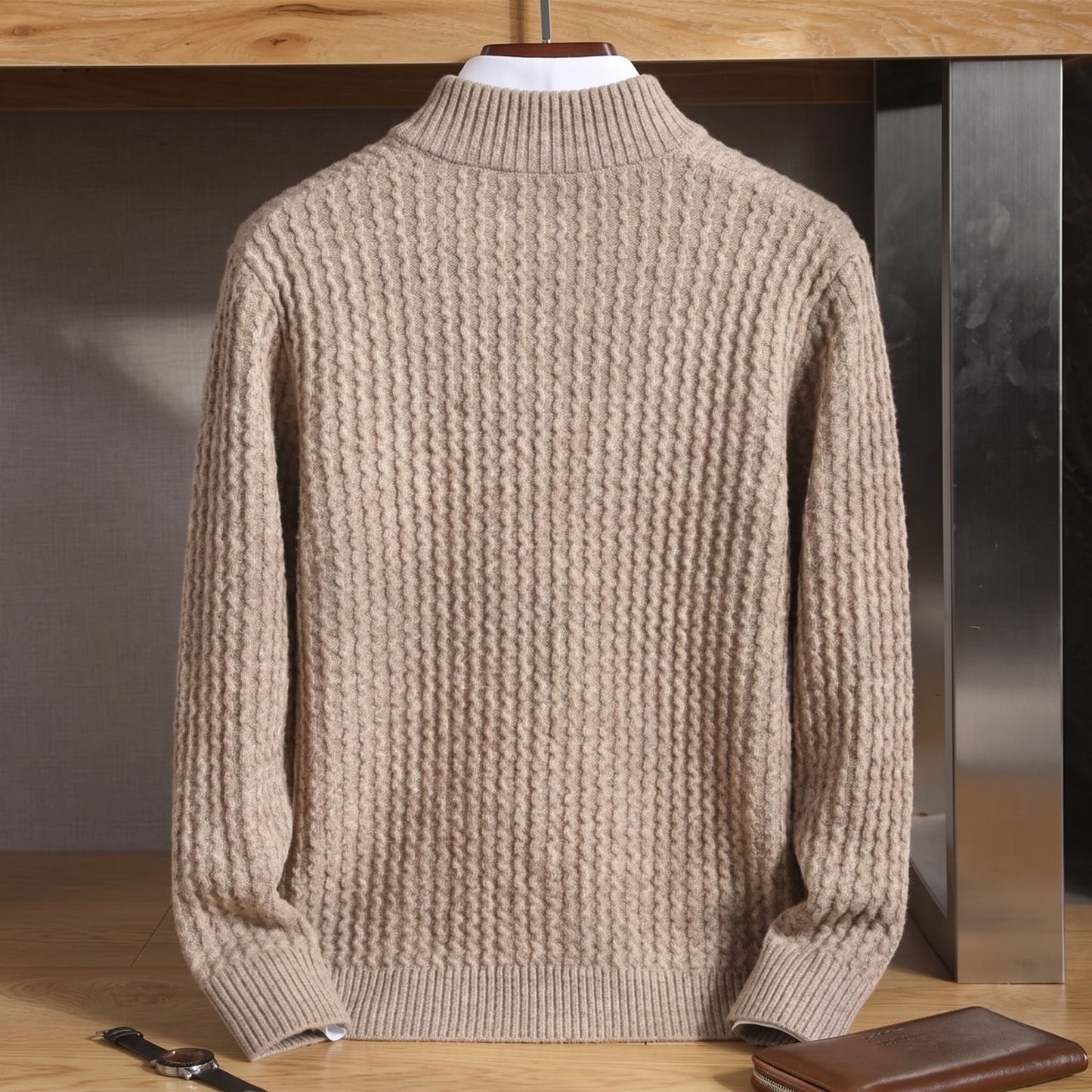 Textured Zip Knit Cardigan | Revangiol