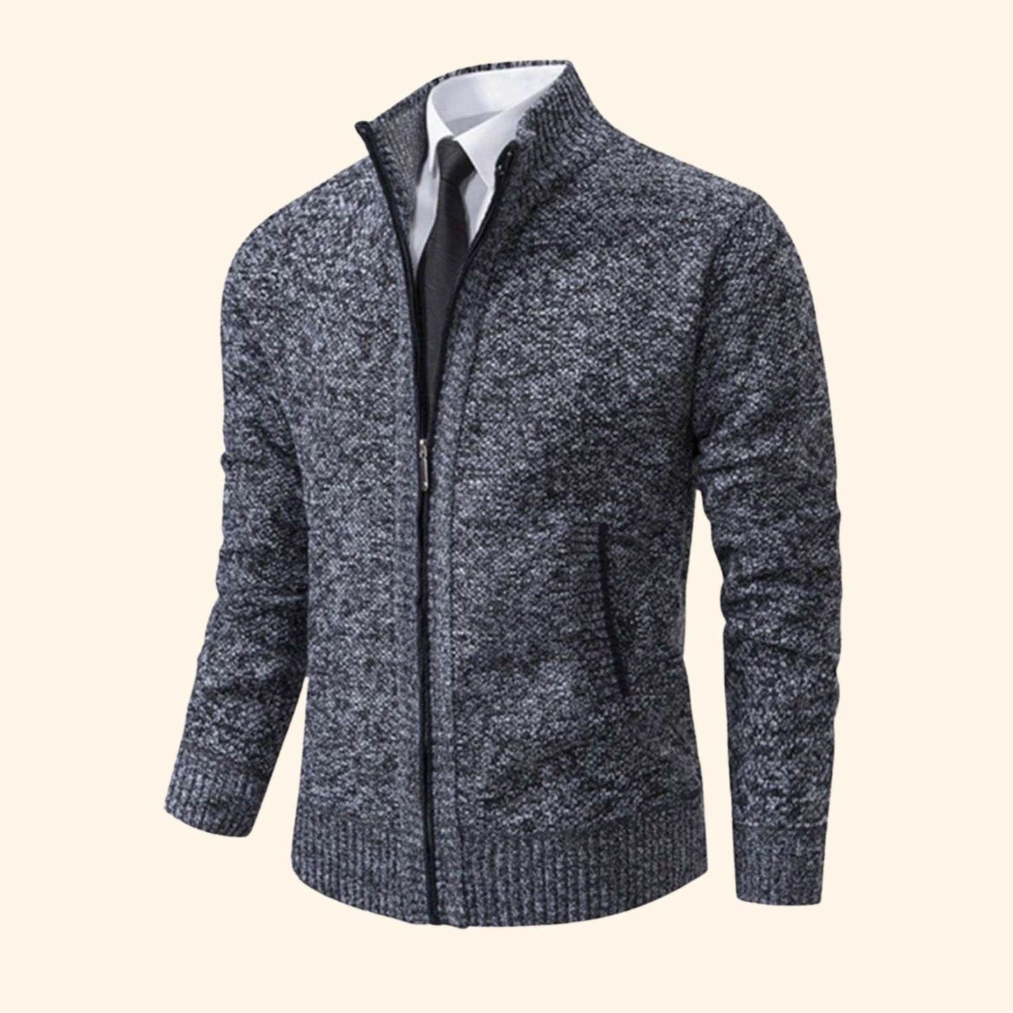 Zip-Up Mock Neck Cardigan | Revangiol